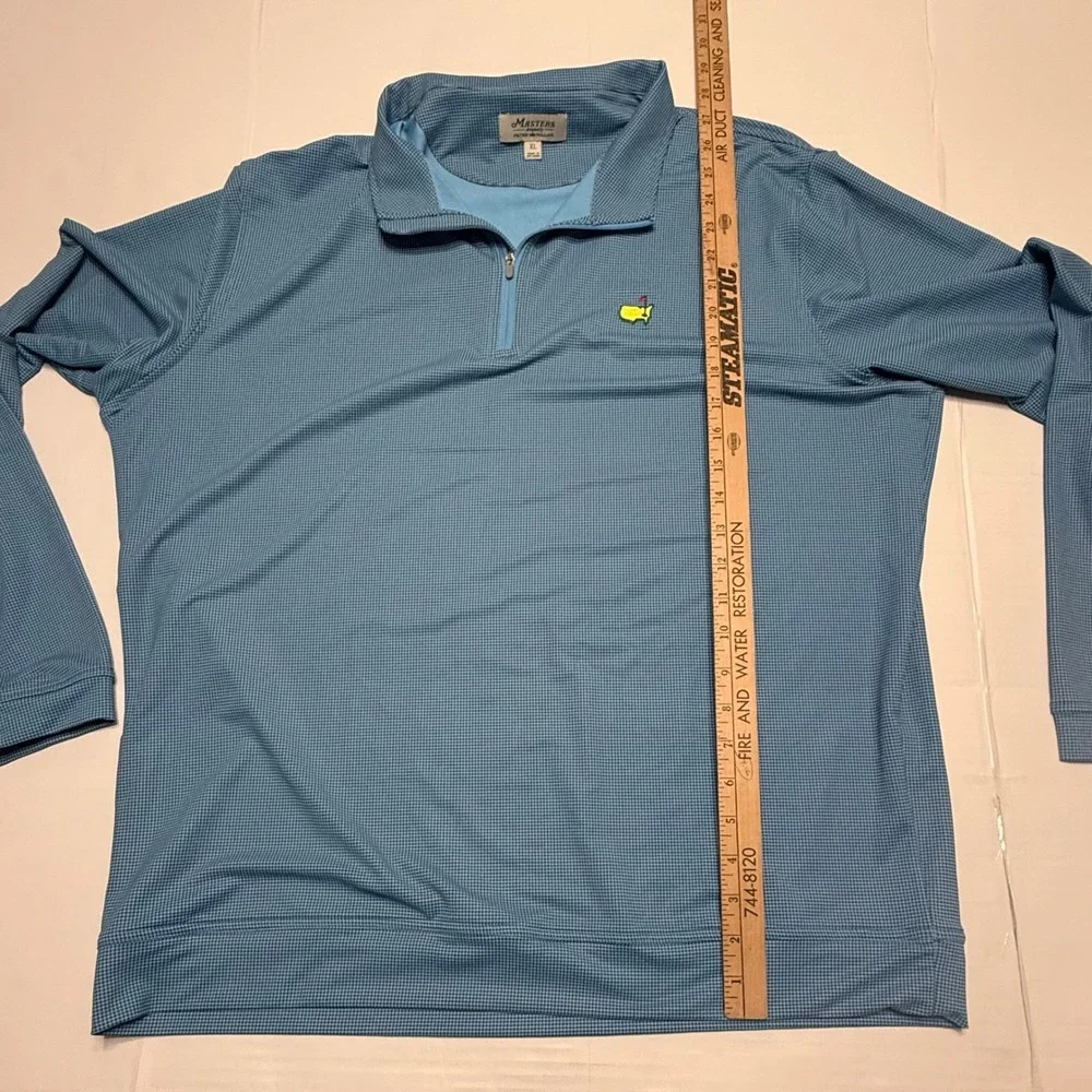 Masters By Peter Millar Mens XL Blue Micro Houndstooth Quarter Zip Golf Pullover